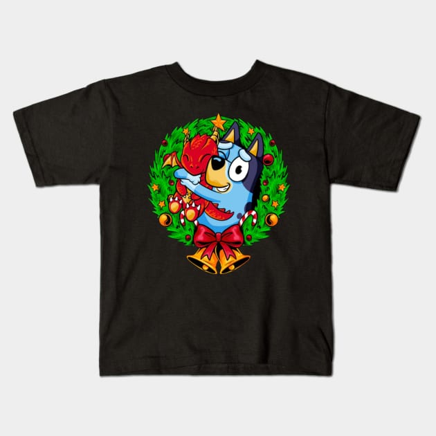 cristmas bluey Kids T-Shirt by GapiKenterKali